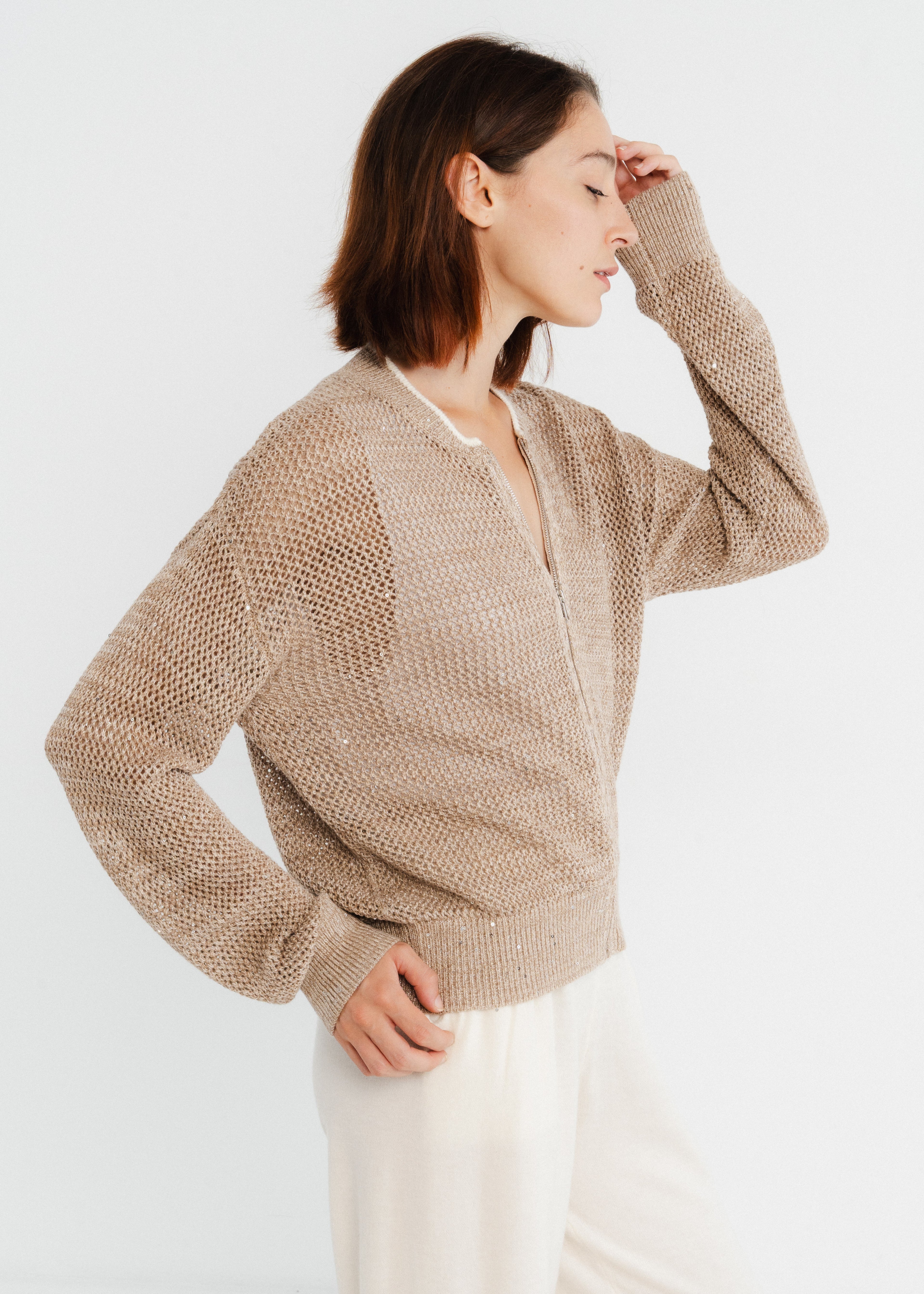 Cardigan en maille brillante