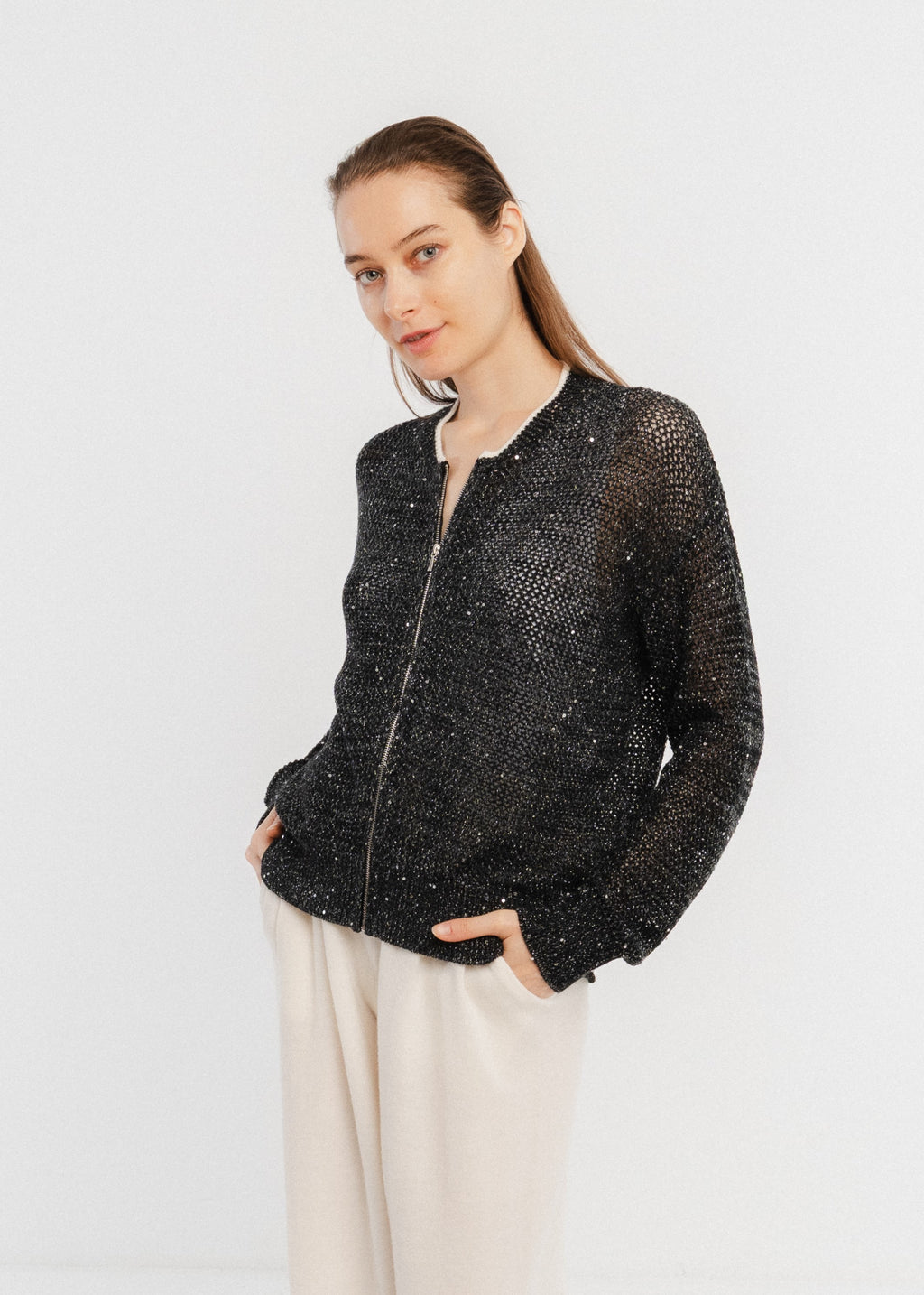 Cardigan en maille brillante