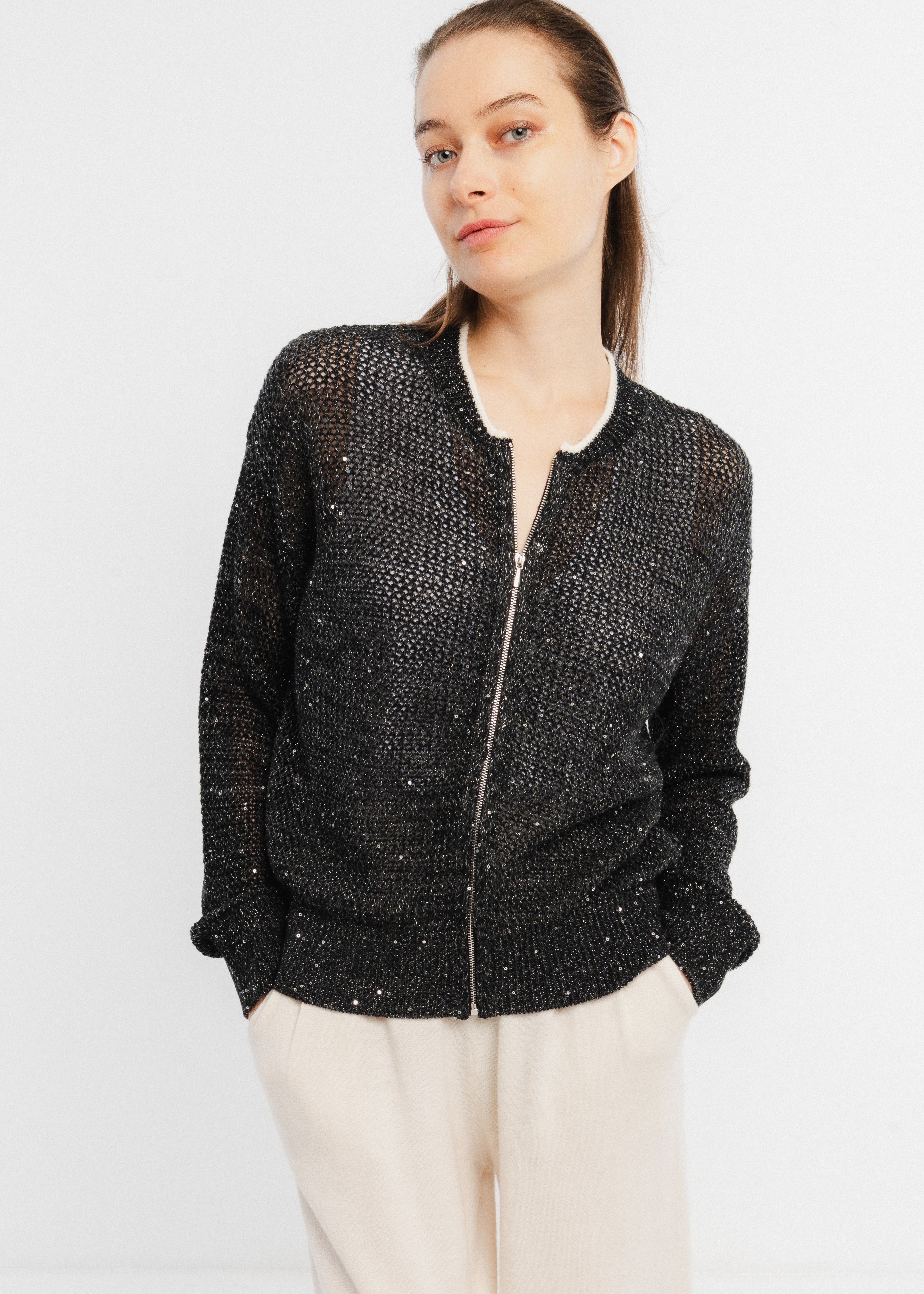 Cardigan en maille brillante