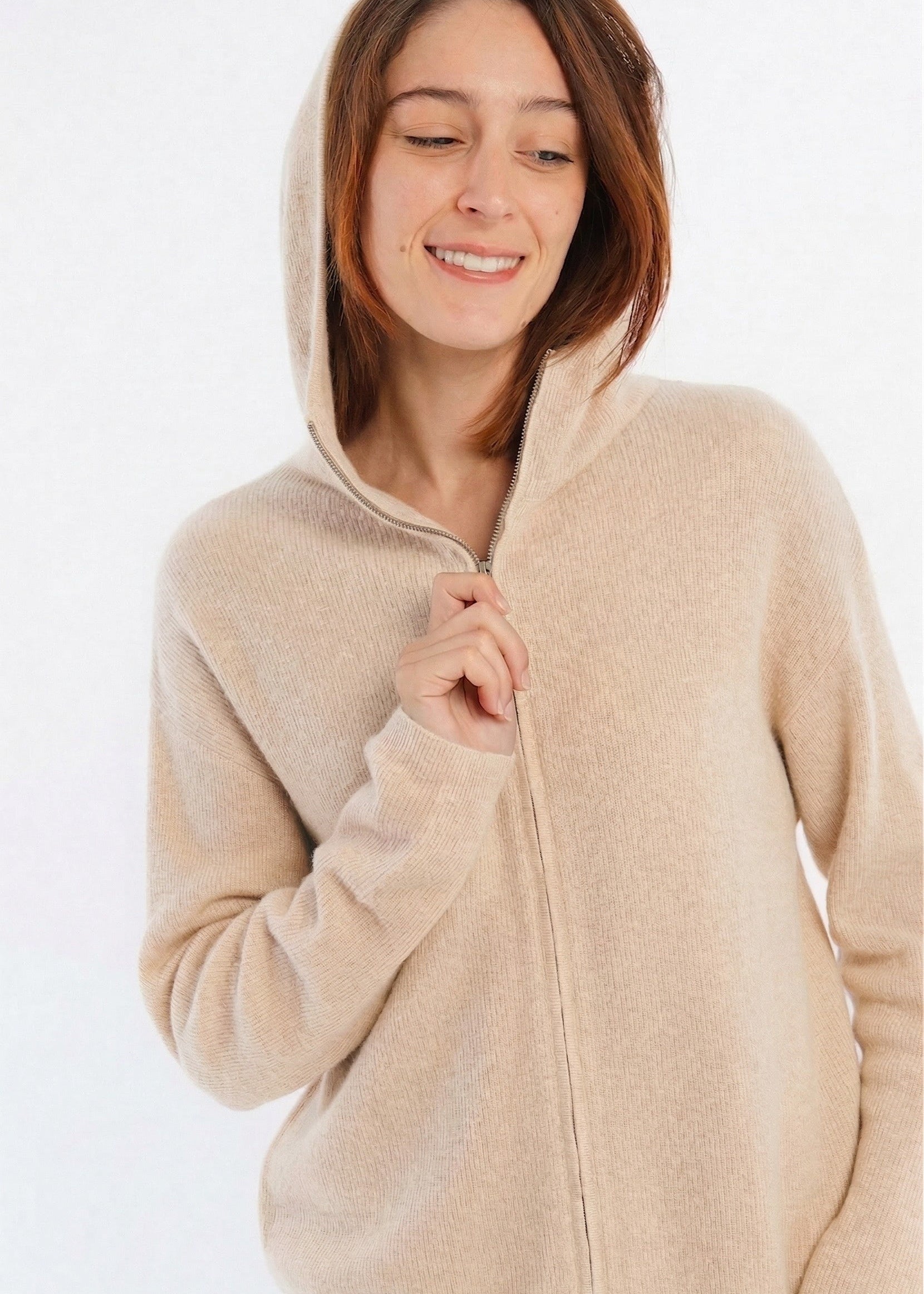 Gilet à capuche en laine mérinos