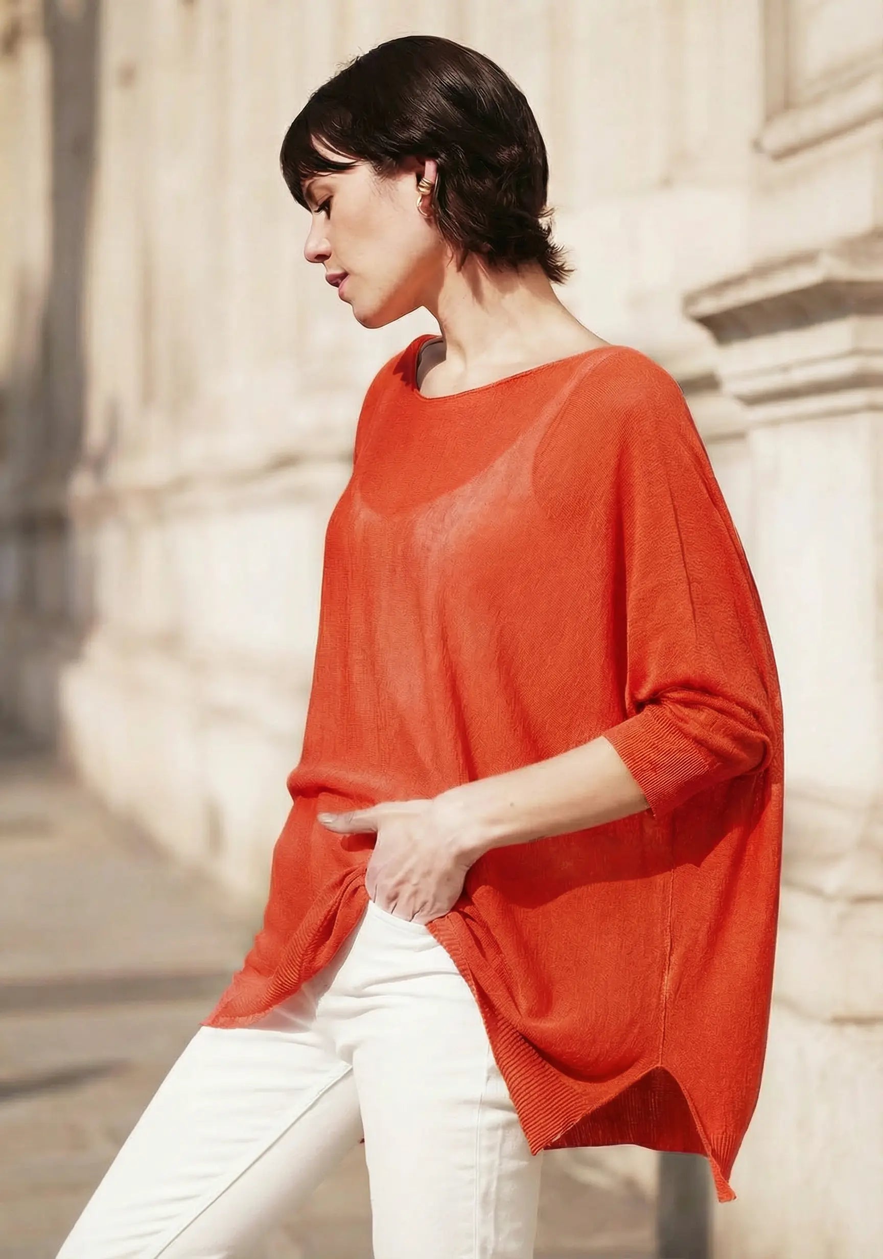 Pull en lin flammé
