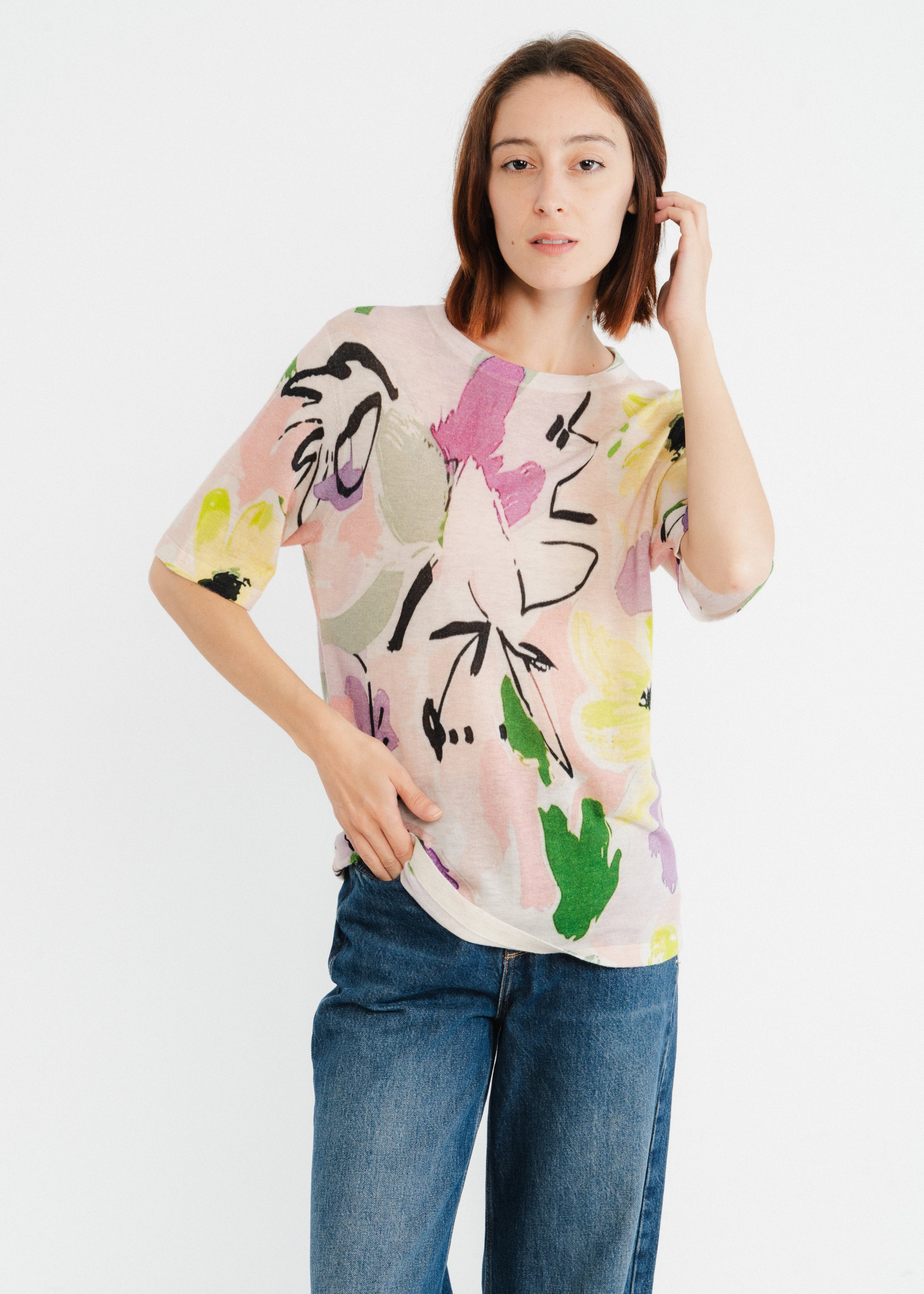 Tshirt imprimé en laine Lilas