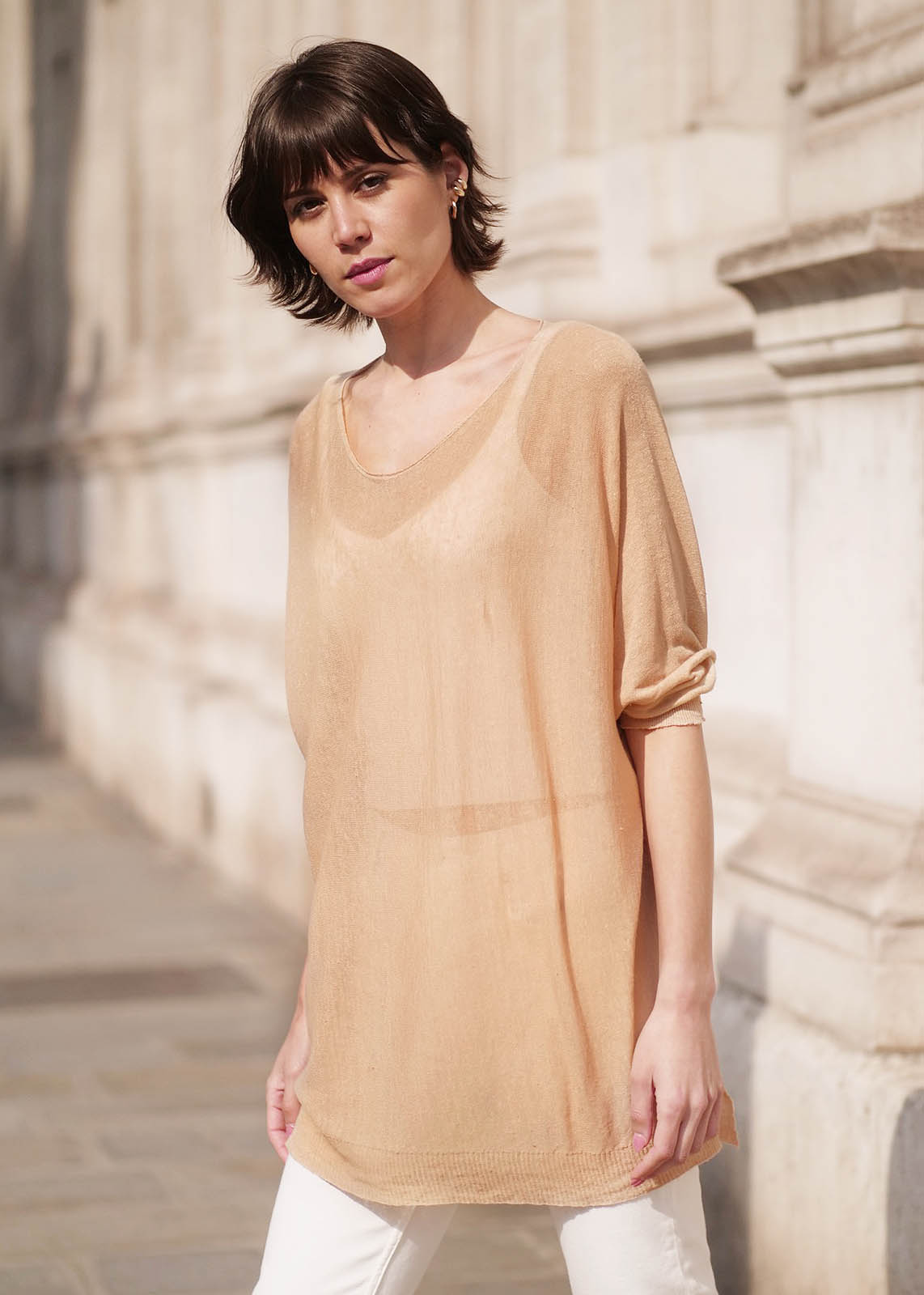 Pull en lin flammé