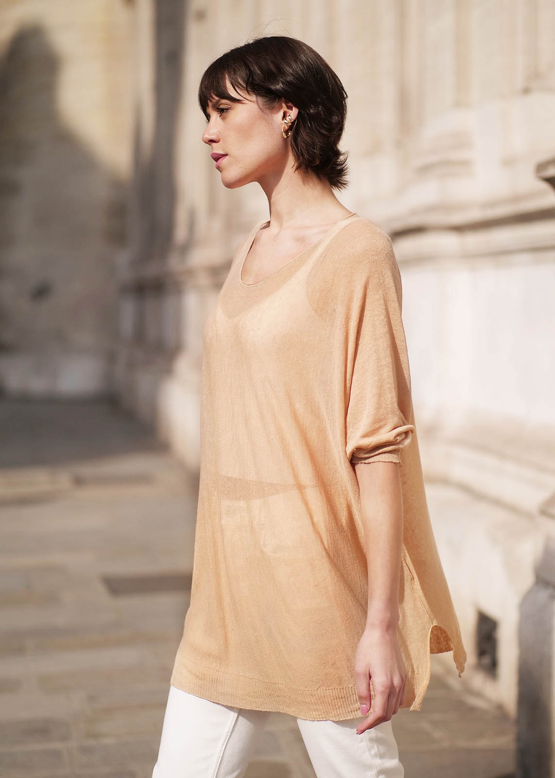 Pull en lin flammé