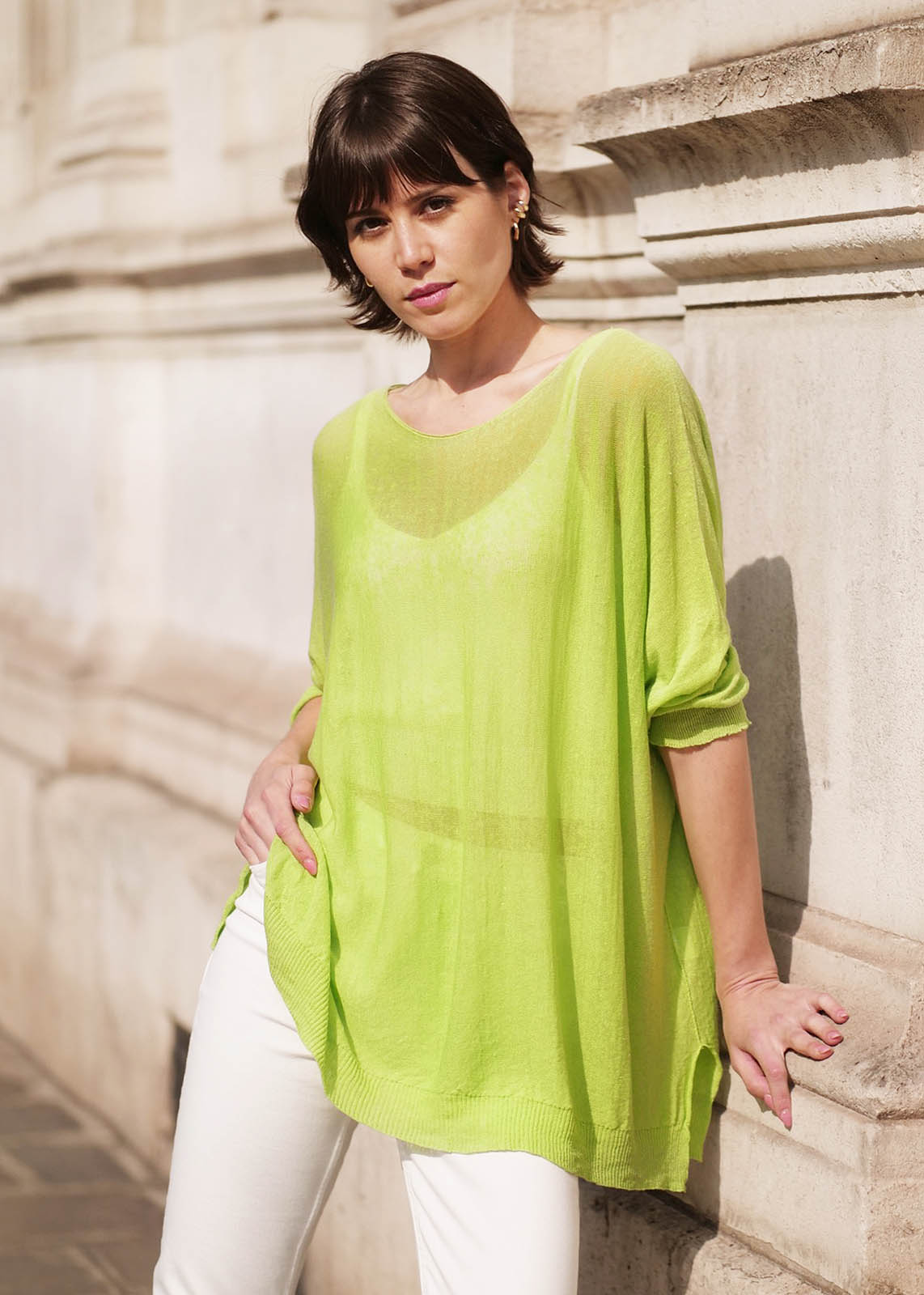 Pull en lin flammé