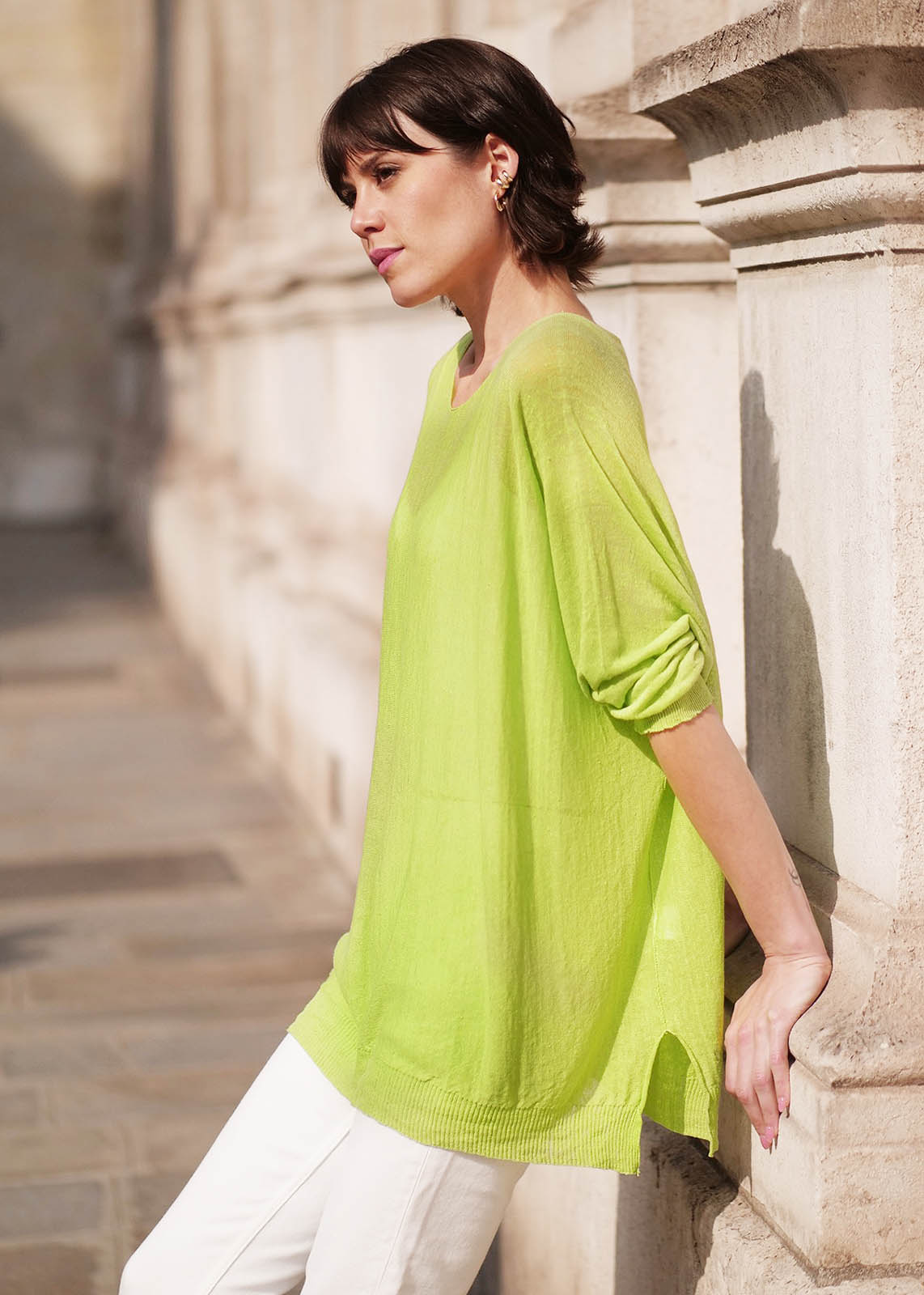 Pull en lin flammé