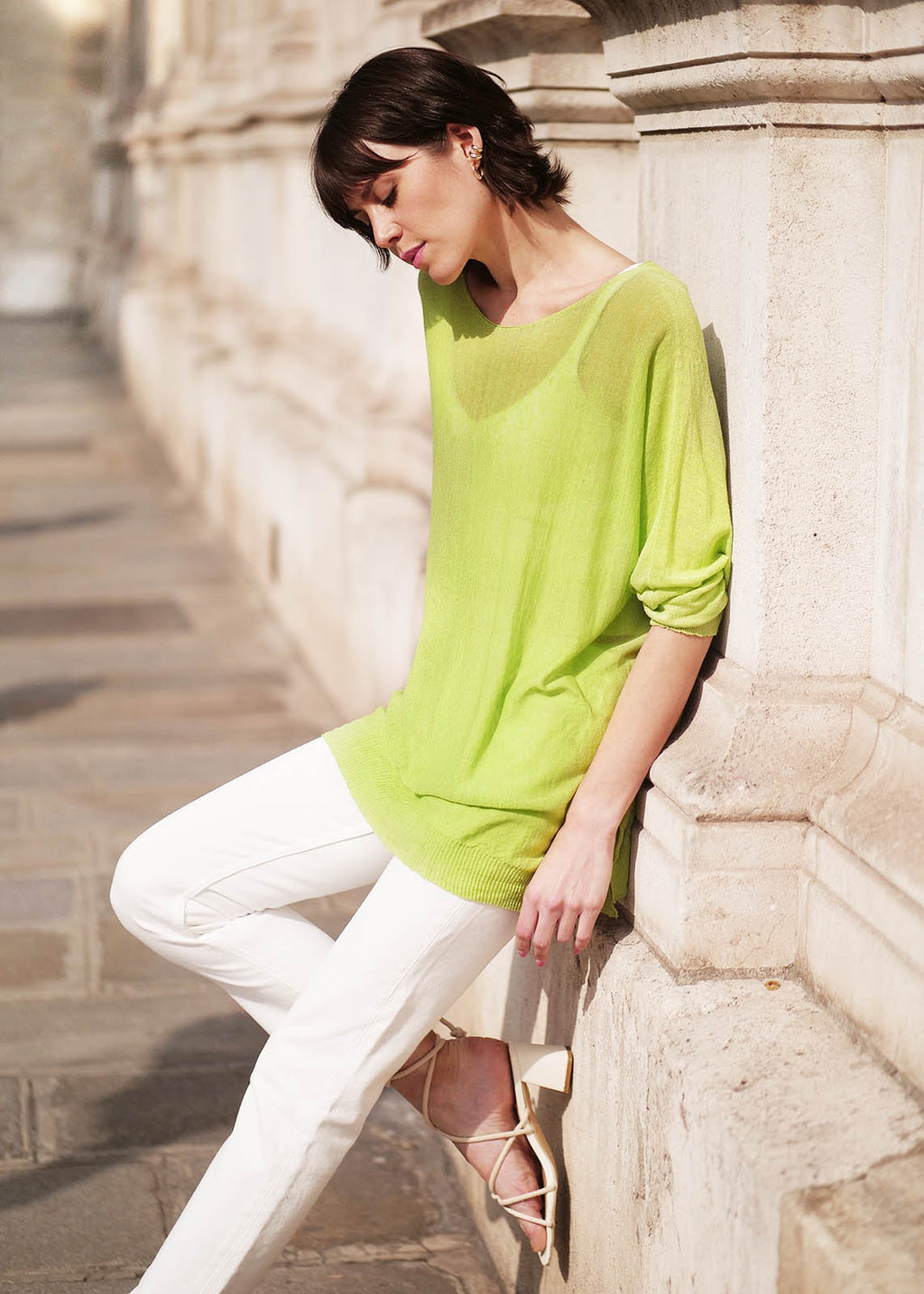 Pull en lin flammé