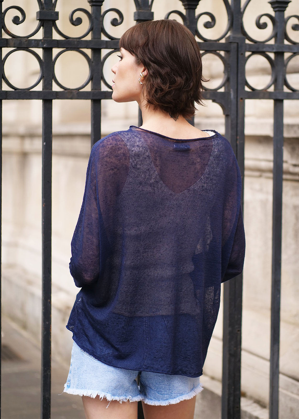 Pull en lin flammé