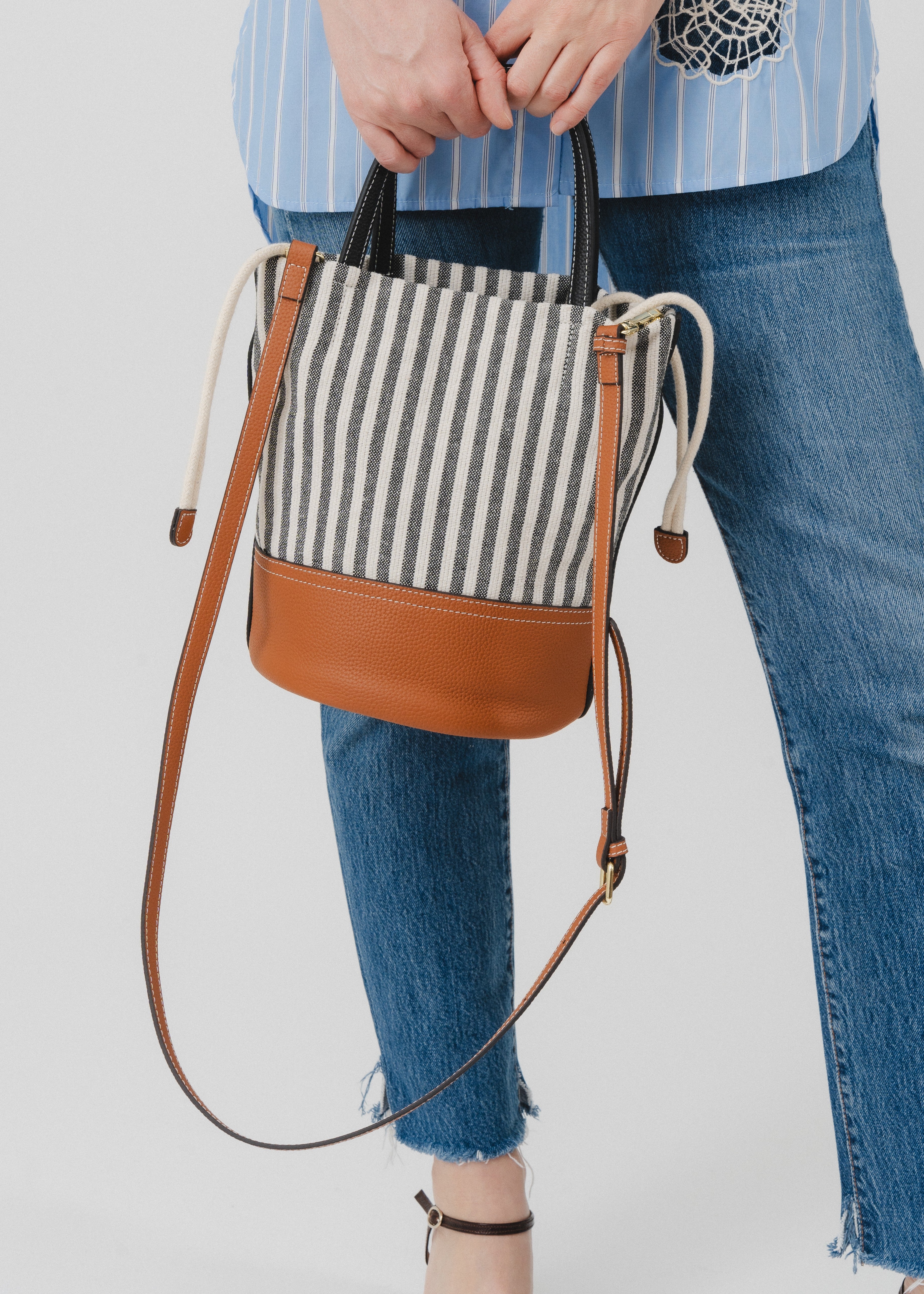Sac en toile de coton garni cuir