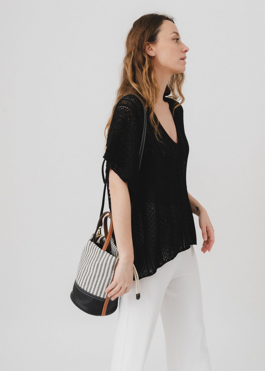 Sac en toile de coton garni cuir
