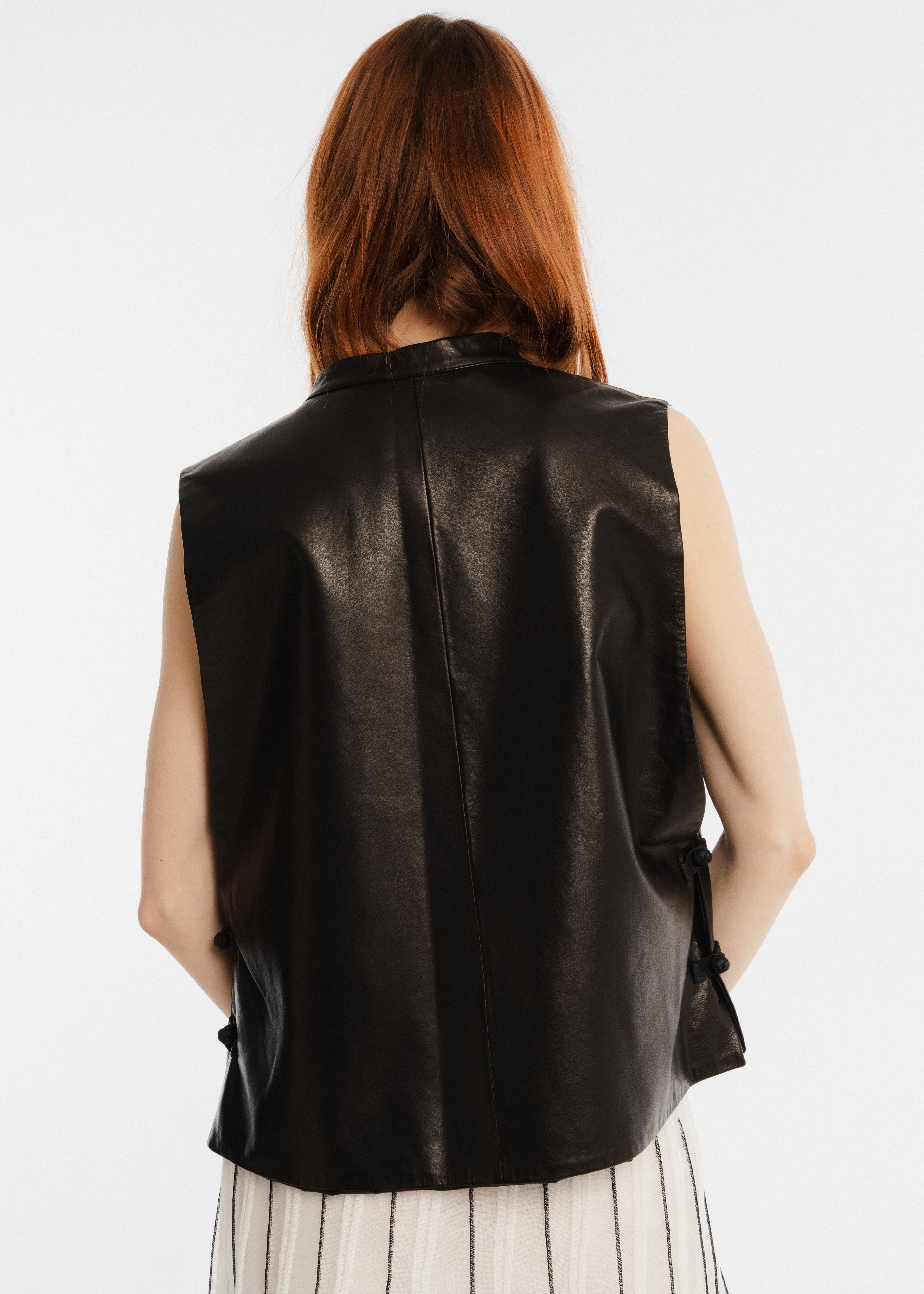 Veste en cuir d'agneau plongé Emma