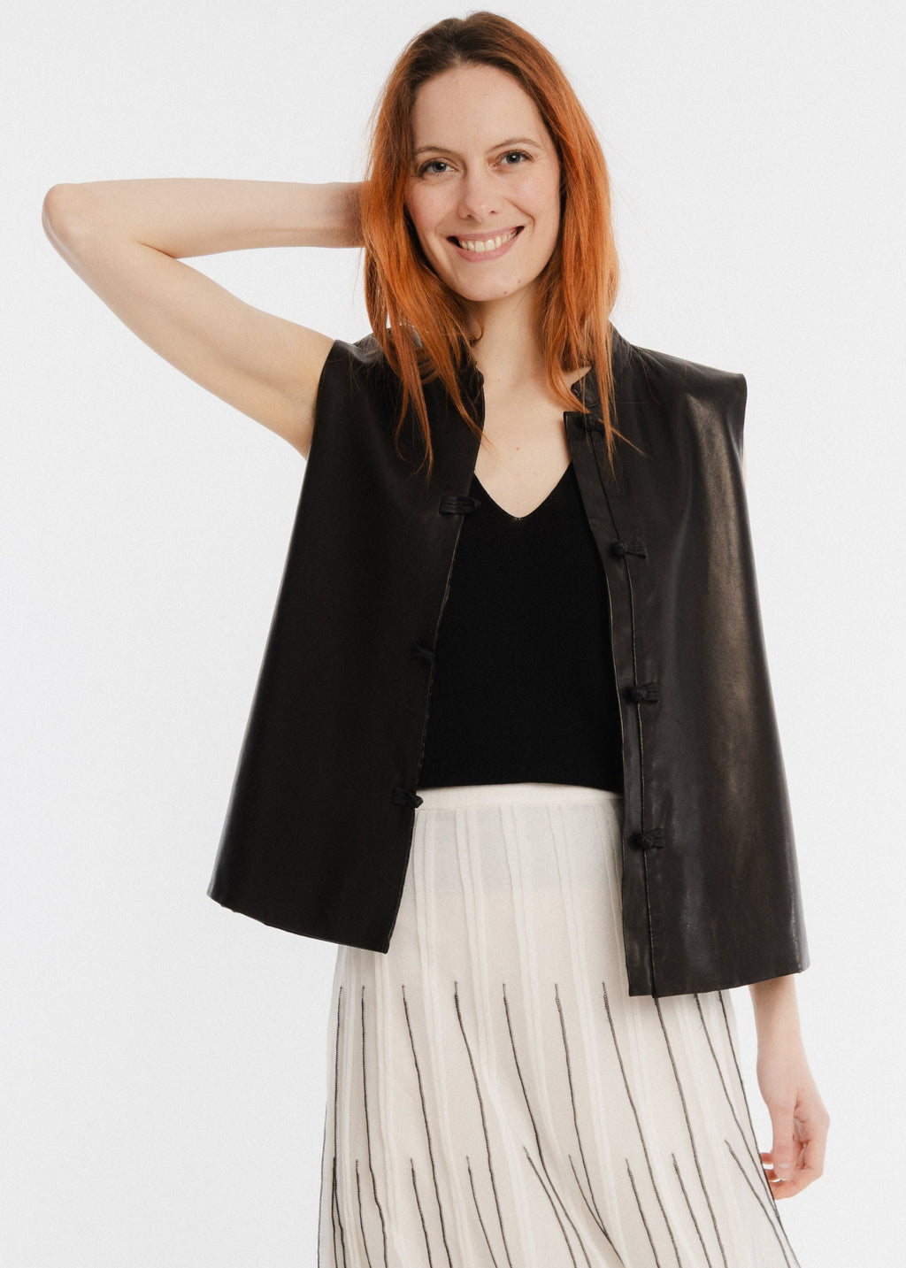 Veste en cuir d'agneau plongé Emma
