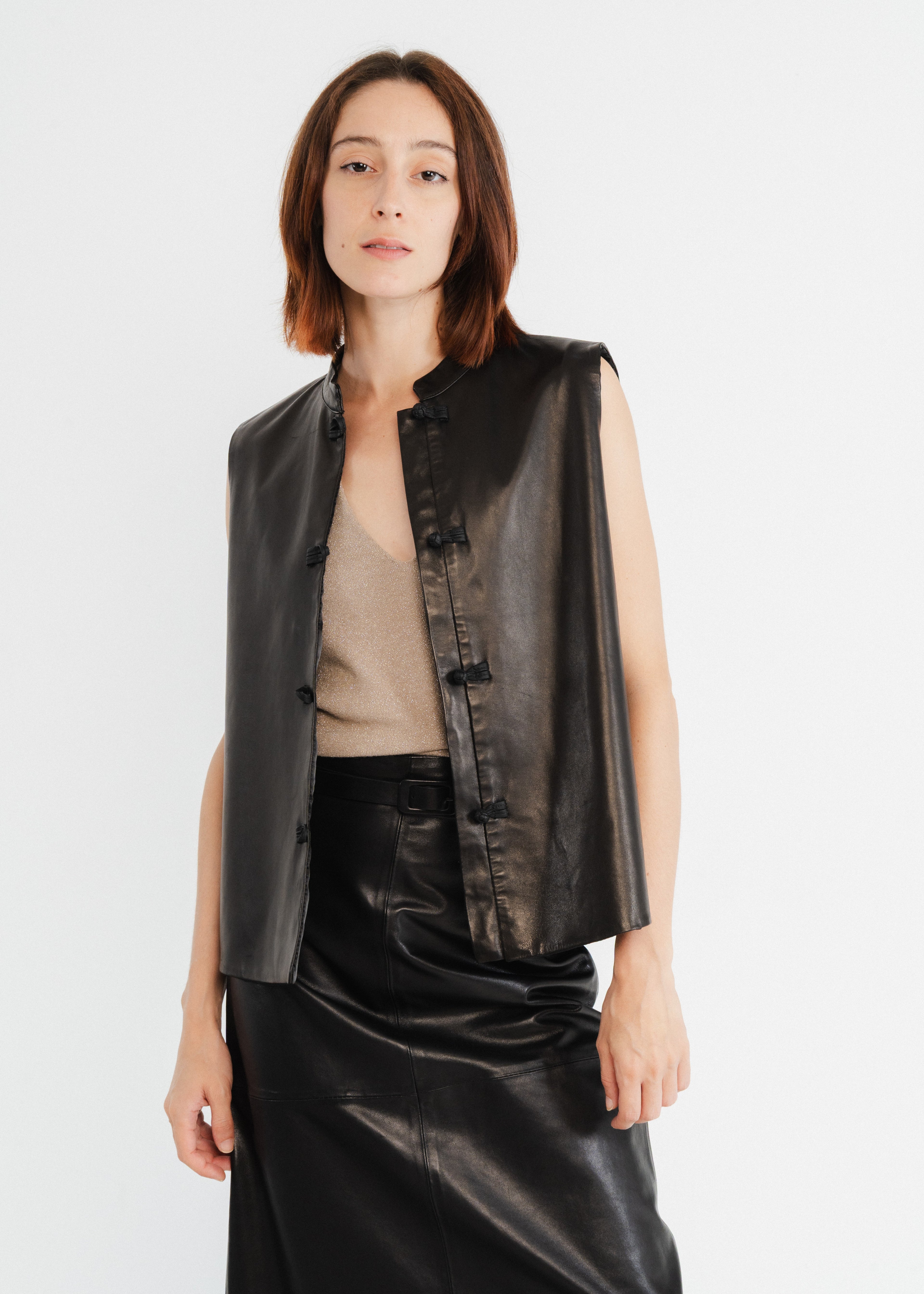 Veste en cuir d'agneau plongé Emma