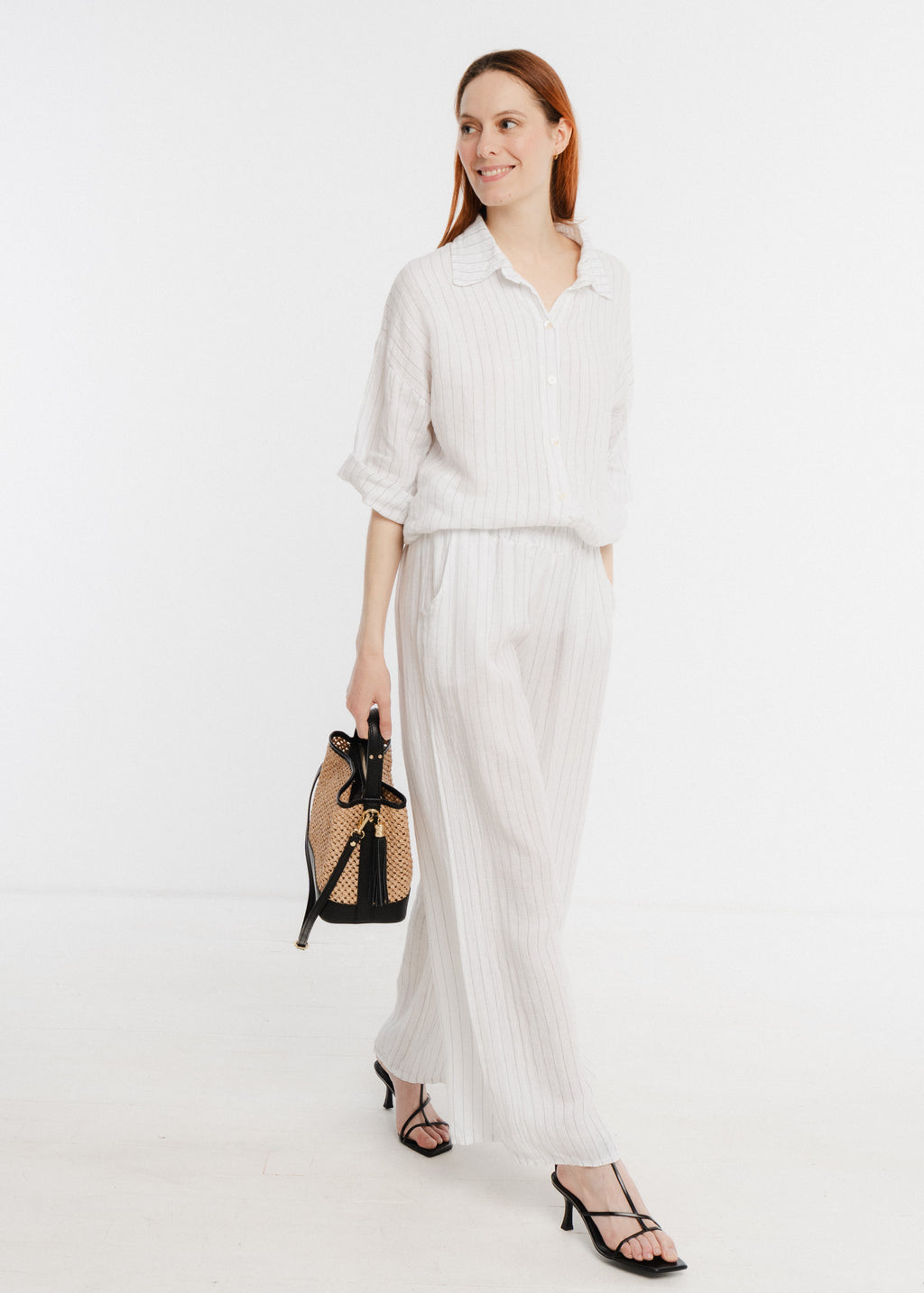 Sac en raphia garni cuir Allie