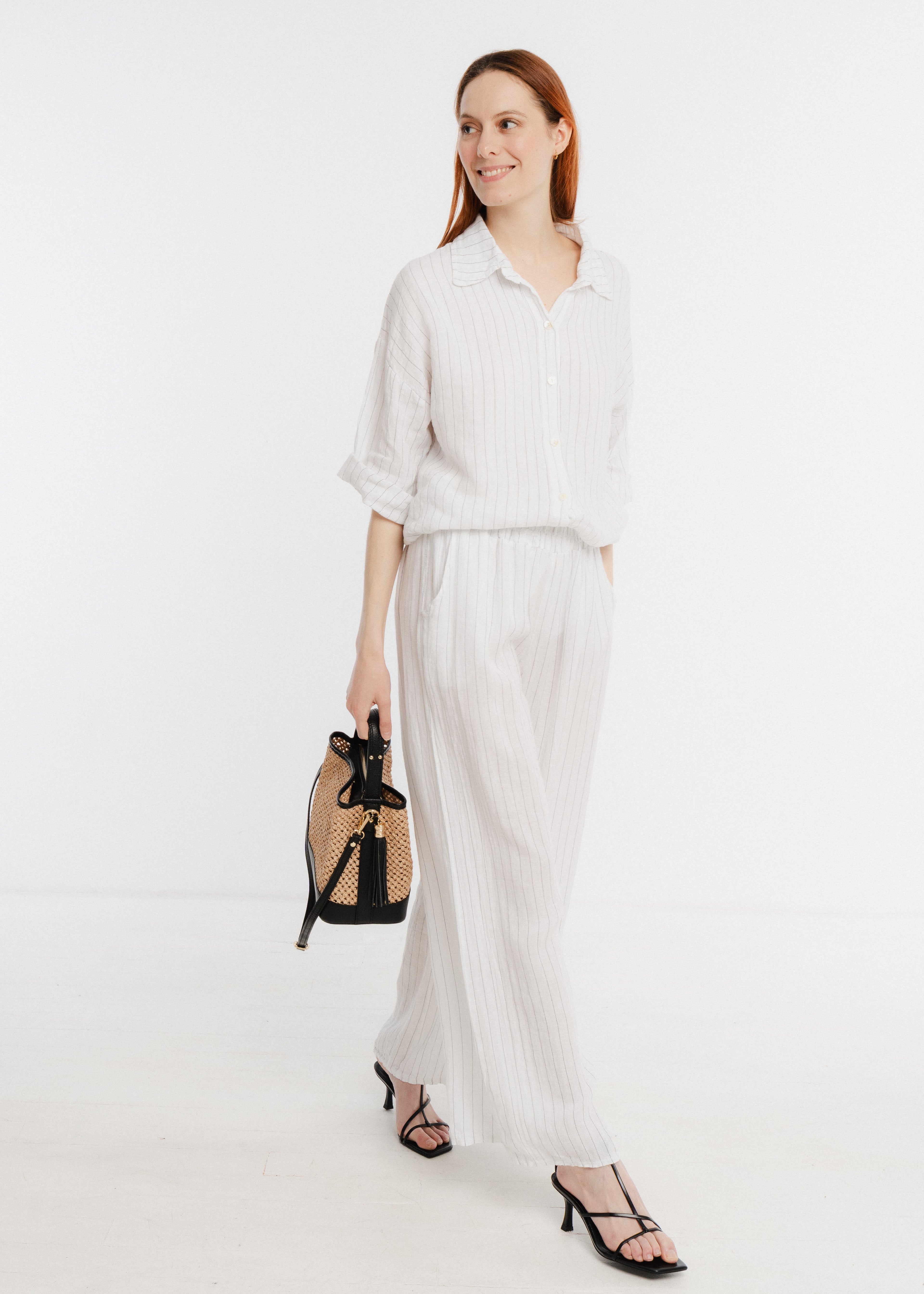 Sac en raphia garni cuir Allie