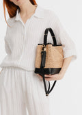 Sac en raphia garni cuir Allie